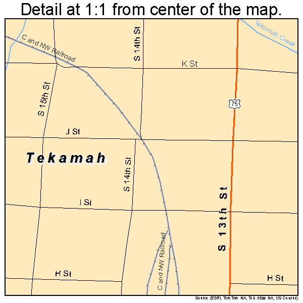 Tekamah, Nebraska road map detail