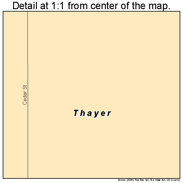 Thayer, Nebraska road map detail