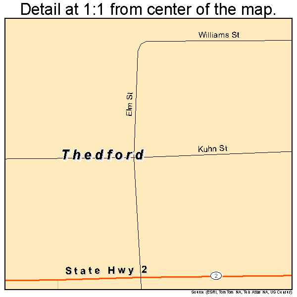Thedford, Nebraska road map detail
