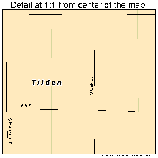 Tilden, Nebraska road map detail