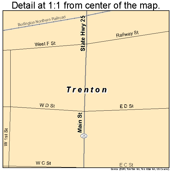 Trenton, Nebraska road map detail
