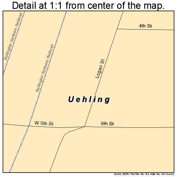 Uehling, Nebraska road map detail