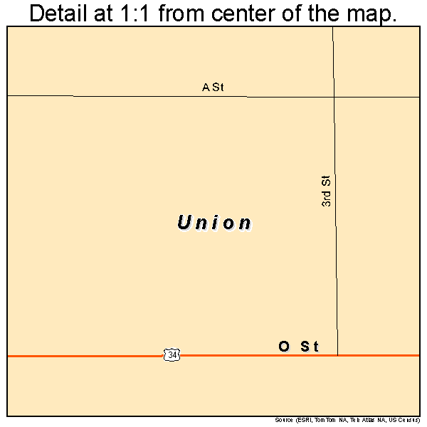Union, Nebraska road map detail
