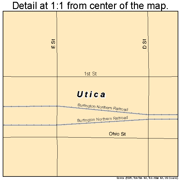 Utica, Nebraska road map detail