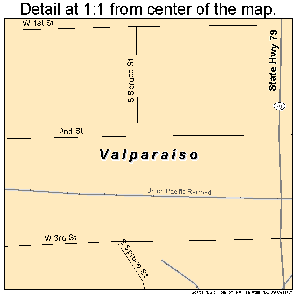 Valparaiso, Nebraska road map detail