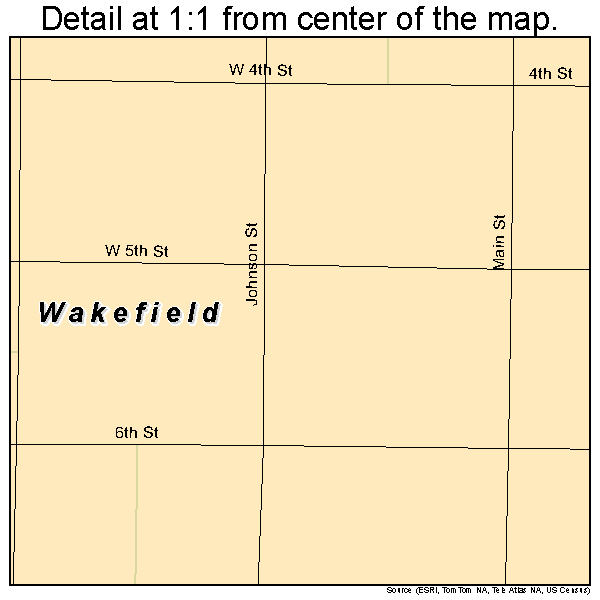 Wakefield, Nebraska road map detail
