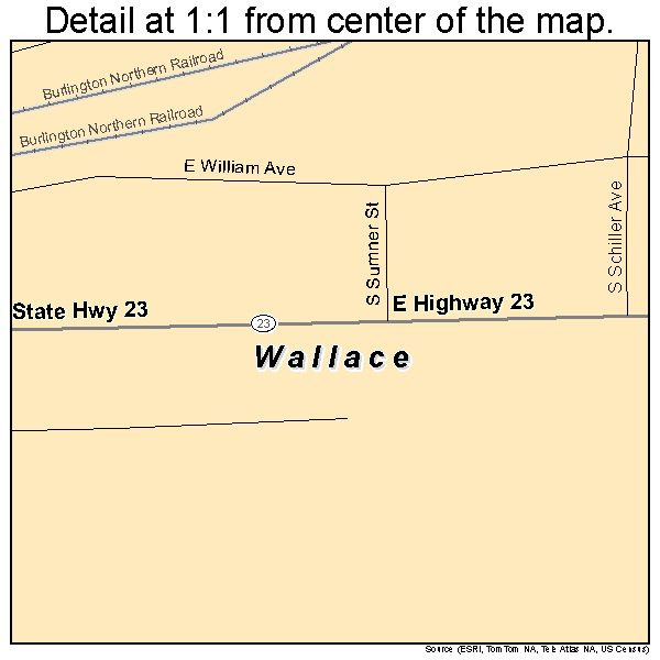 Wallace, Nebraska road map detail