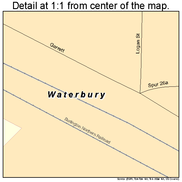 Waterbury, Nebraska road map detail
