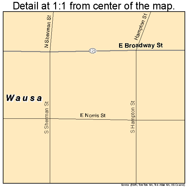 Wausa, Nebraska road map detail