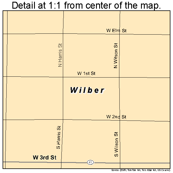 Wilber, Nebraska road map detail