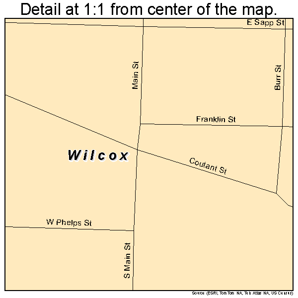 Wilcox, Nebraska road map detail