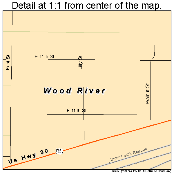 Wood River, Nebraska road map detail
