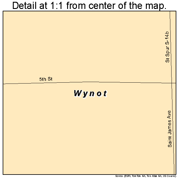 Wynot, Nebraska road map detail