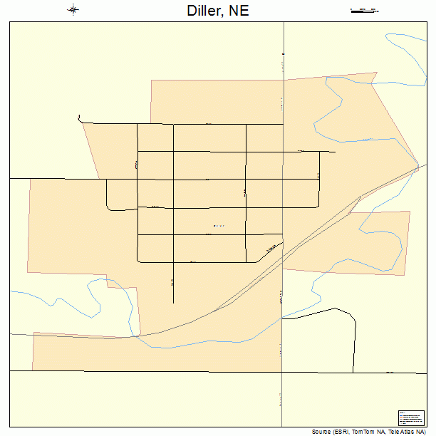 Diller, NE street map