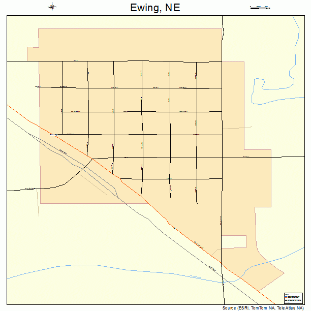 Ewing, NE street map