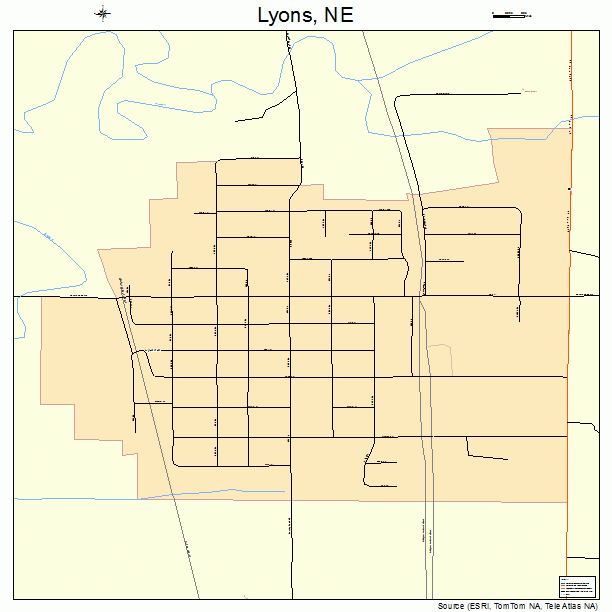 Lyons, NE street map