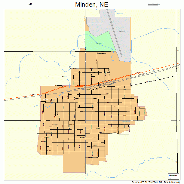 Minden, NE street map