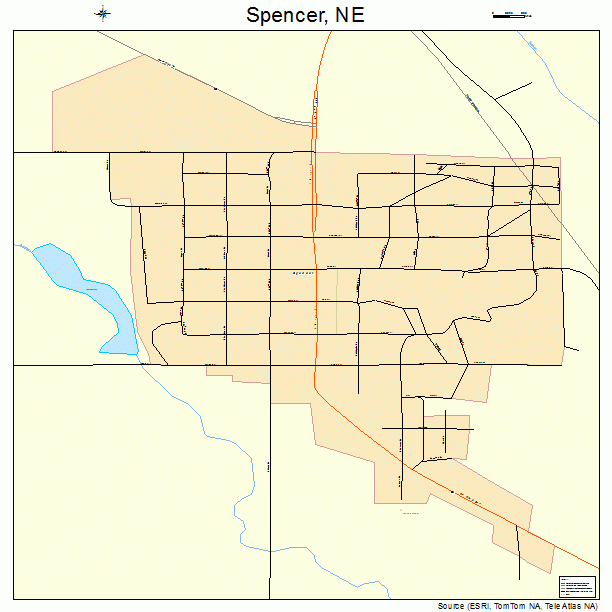 Spencer, NE street map
