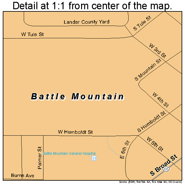 Battle Mountain, Nevada road map detail