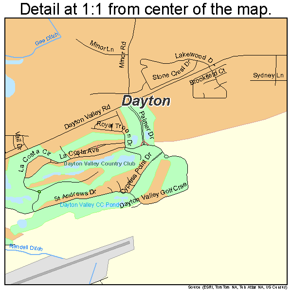 Dayton, Nevada road map detail