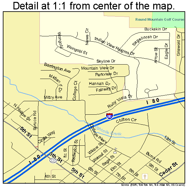 Elko, Nevada road map detail