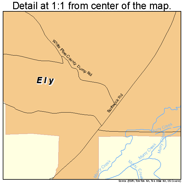 Ely, Nevada road map detail