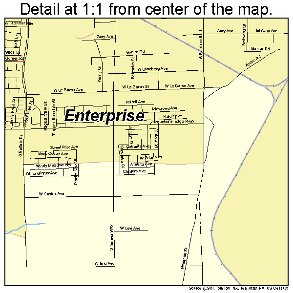 Enterprise, Nevada road map detail