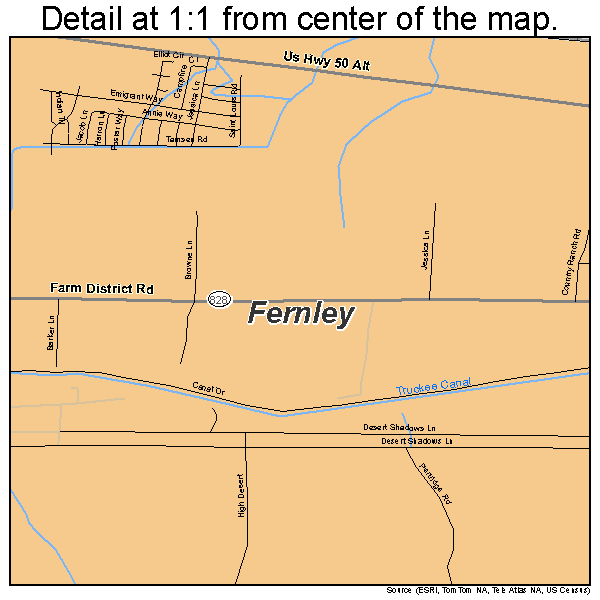 Fernley, Nevada road map detail