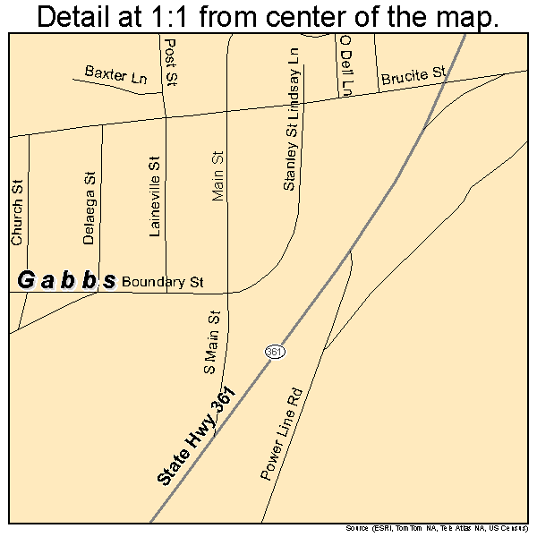 Gabbs, Nevada road map detail