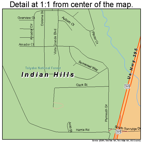 Indian Hills, Nevada road map detail