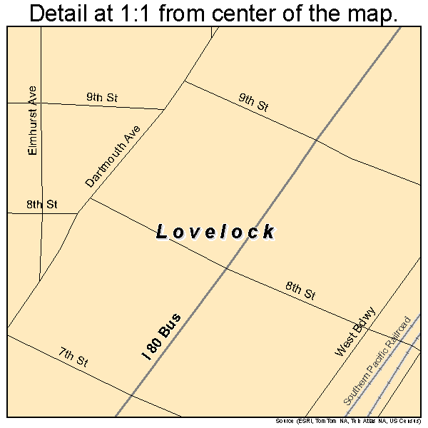 Lovelock, Nevada road map detail