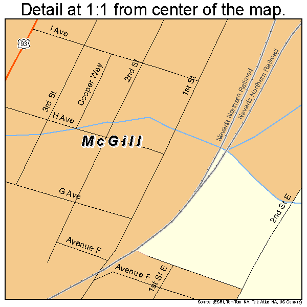 McGill, Nevada road map detail