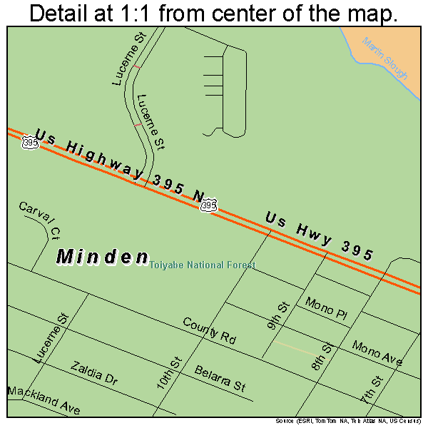 Minden, Nevada road map detail