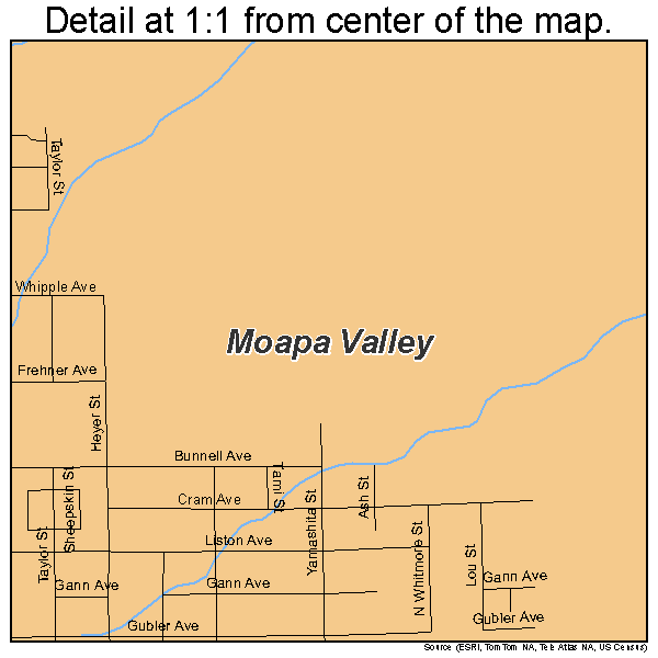 Moapa Valley, Nevada road map detail