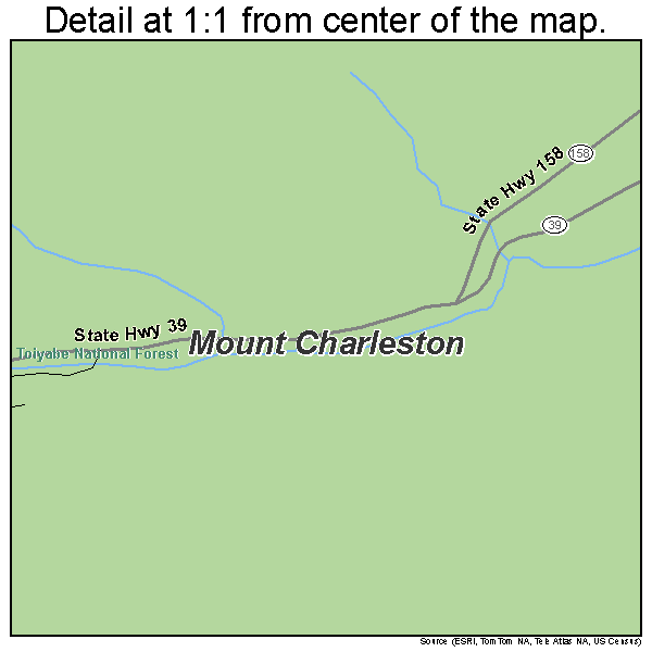 Mount Charleston, Nevada road map detail