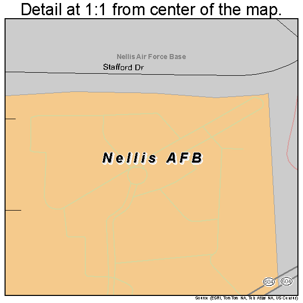 Nellis AFB, Nevada road map detail