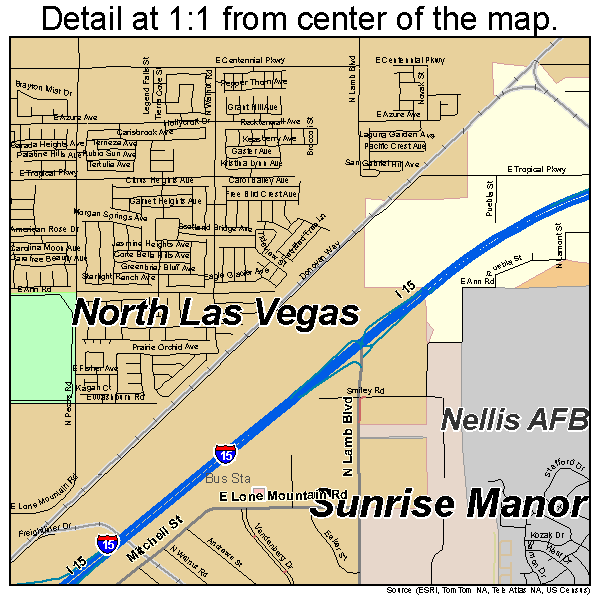North Las Vegas, Nevada road map detail