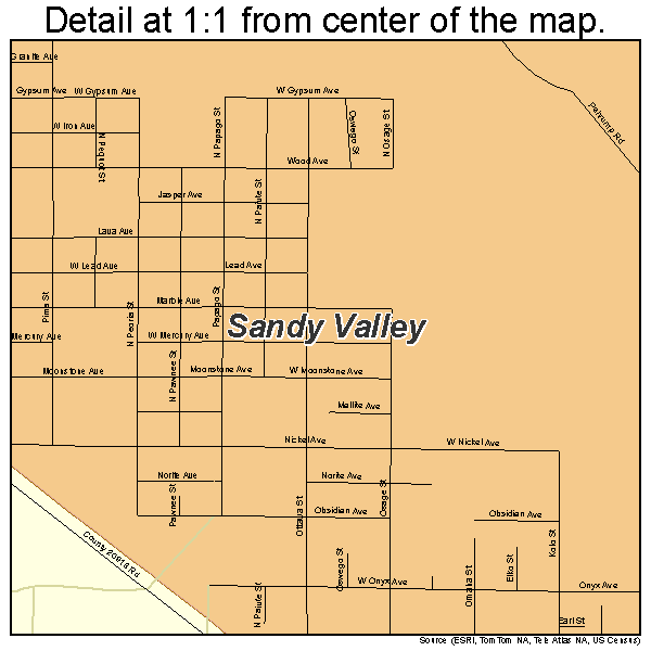 Sandy Valley, Nevada road map detail