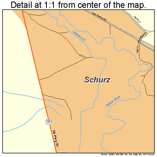 Schurz, Nevada road map detail