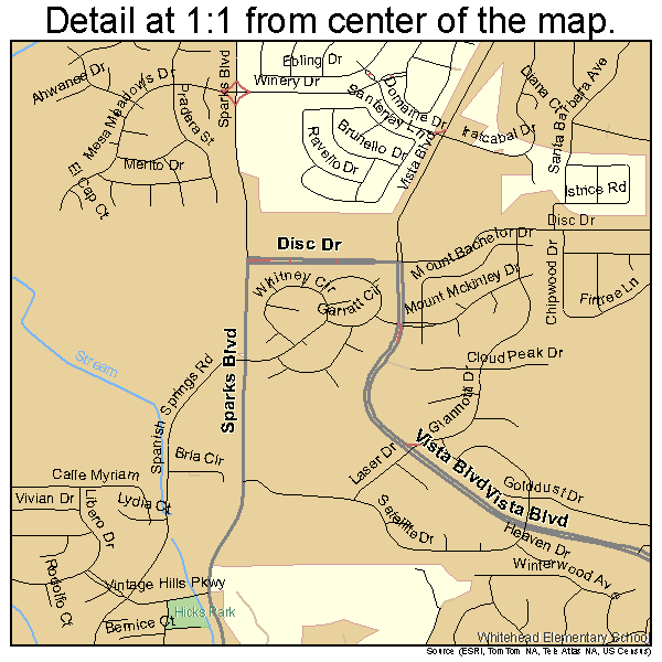 Sparks, Nevada road map detail