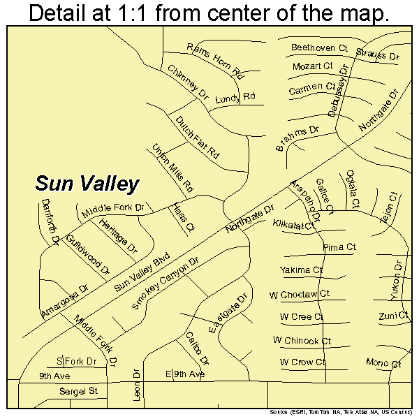 Sun Valley, Nevada road map detail