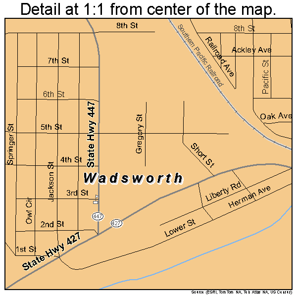 Wadsworth, Nevada road map detail