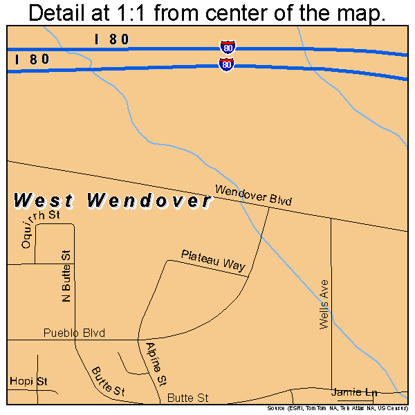 West Wendover, Nevada road map detail
