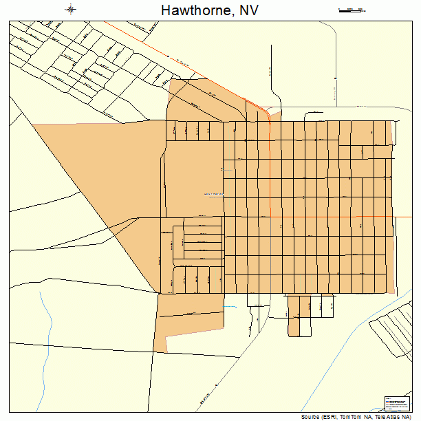 Hawthorne, NV street map