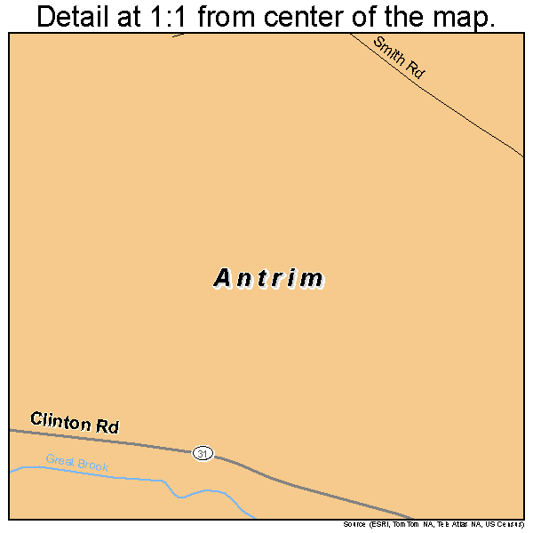 Antrim, New Hampshire road map detail