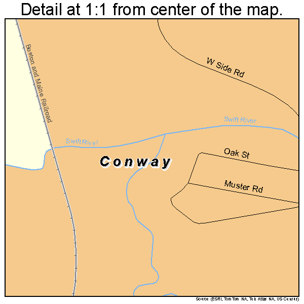 Conway, New Hampshire road map detail