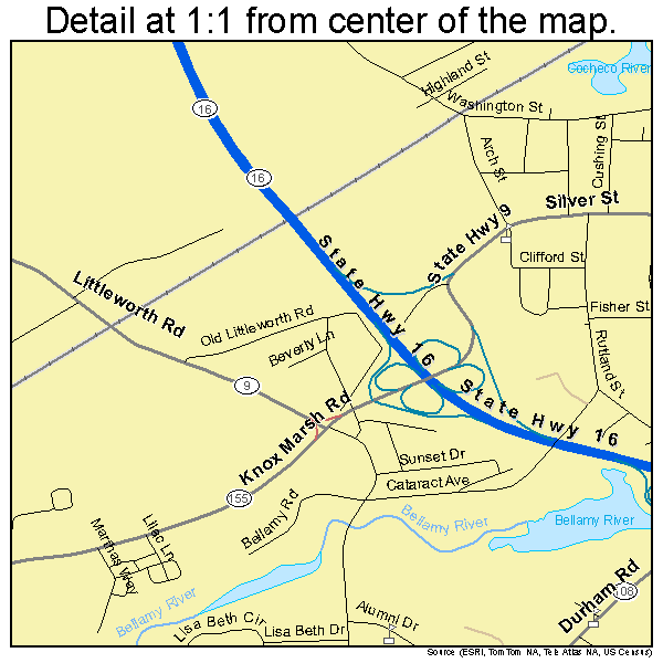 Dover, New Hampshire road map detail