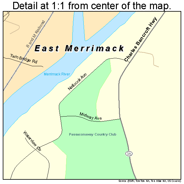 East Merrimack, New Hampshire road map detail