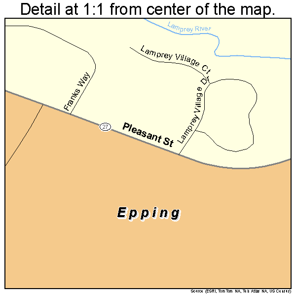 Epping, New Hampshire road map detail