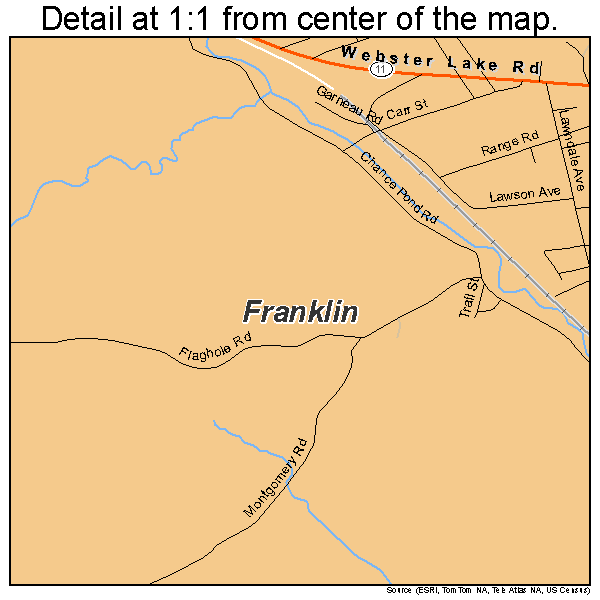 Franklin, New Hampshire road map detail